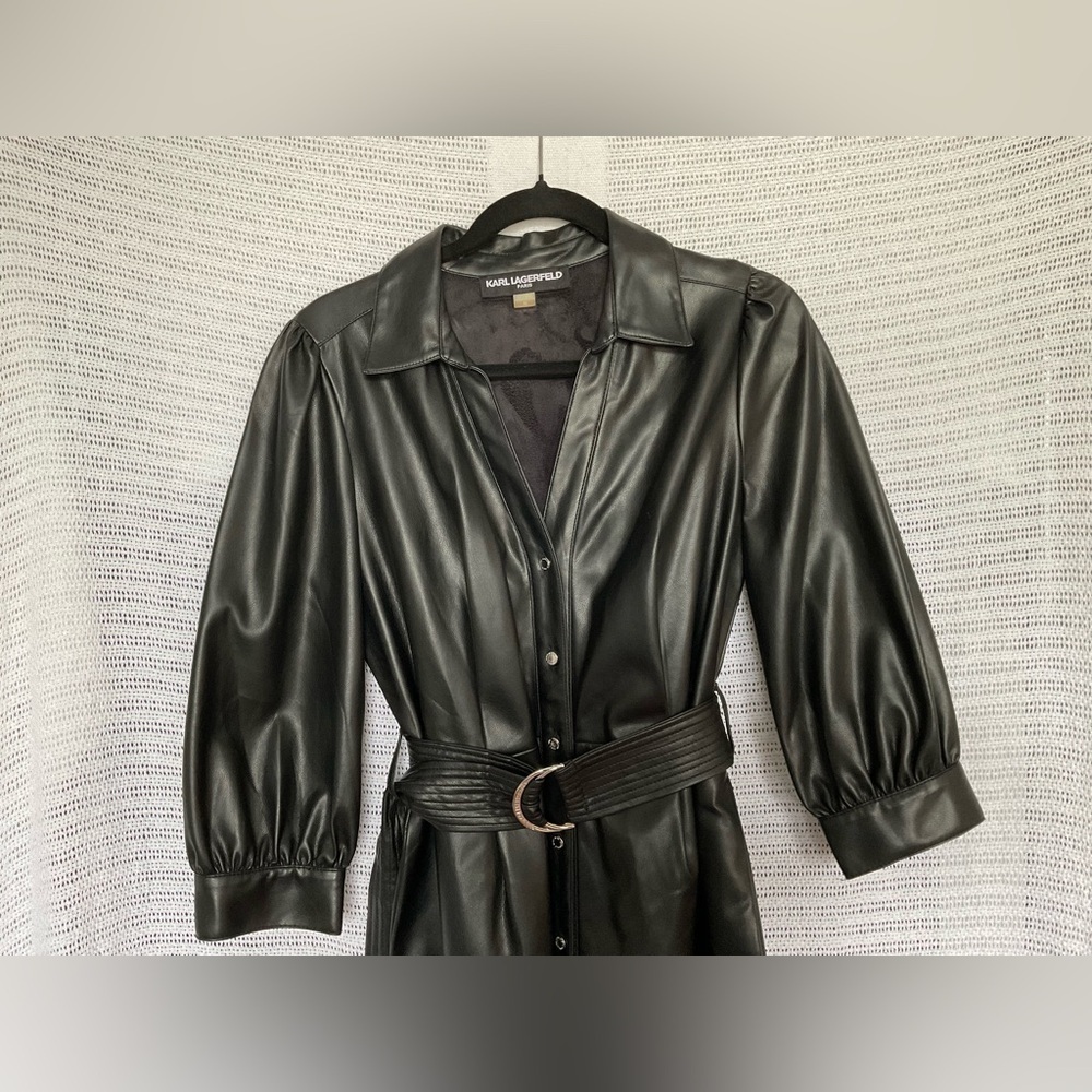 Karl Lagerfeld Black Bishop Sleeve Cocktail Dress - Picture 3 of 10